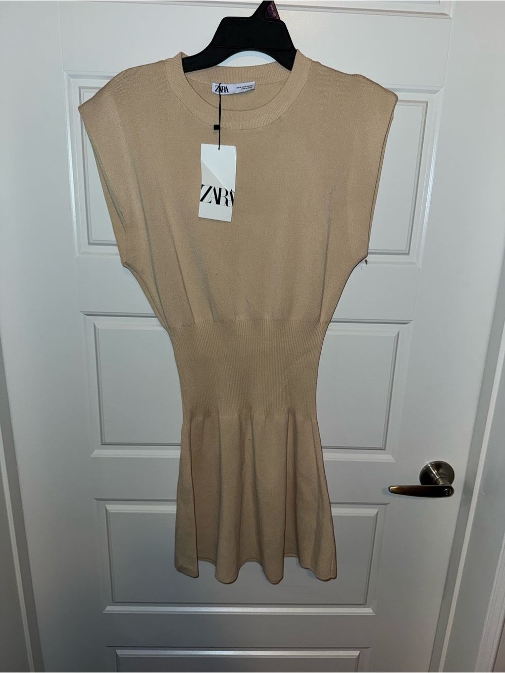 ZARA Beige Sleeveless Knit Mini Dress